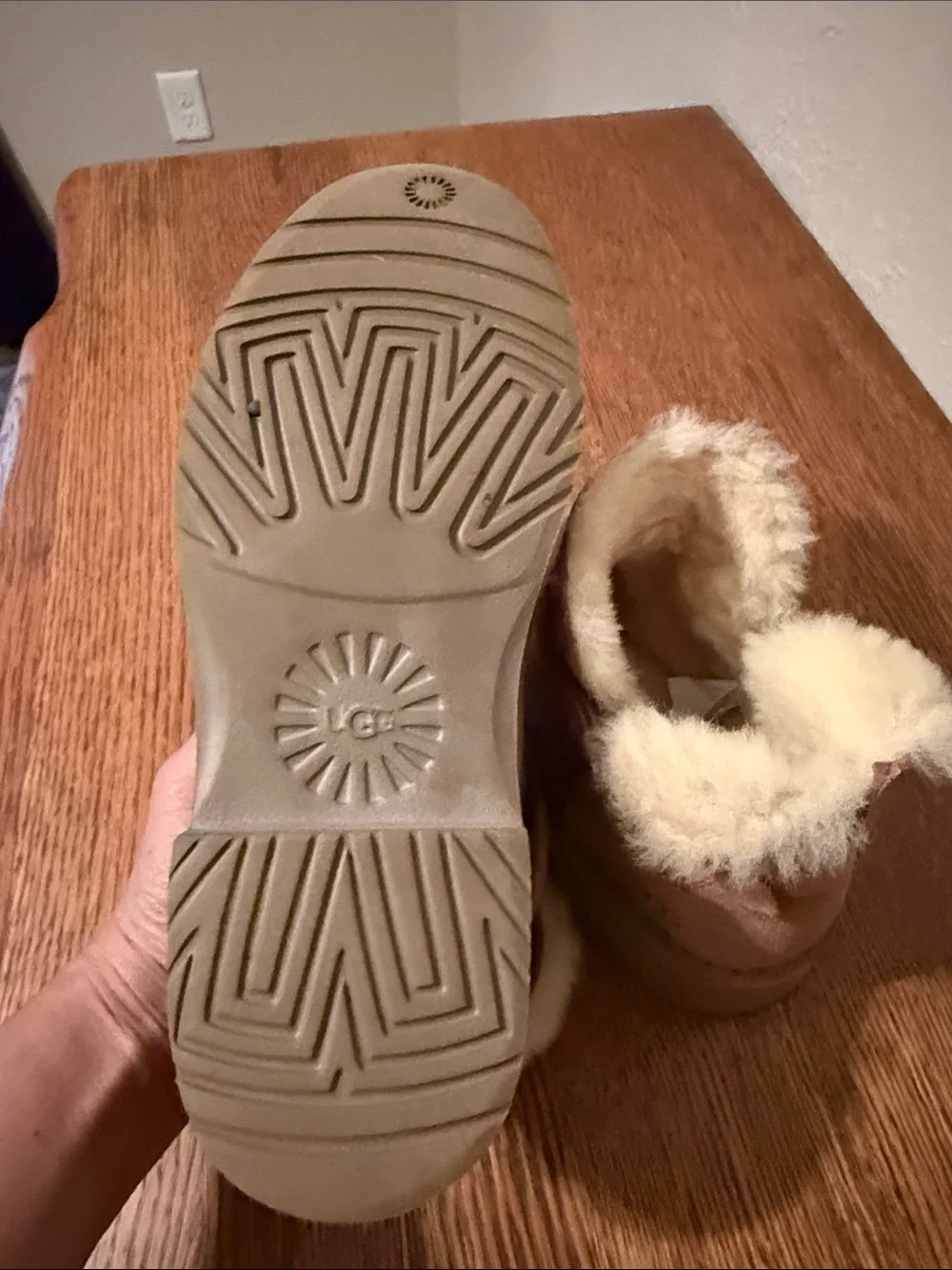 UGG Chestnut Suede Shearling Ankle Boots with Cream Lining